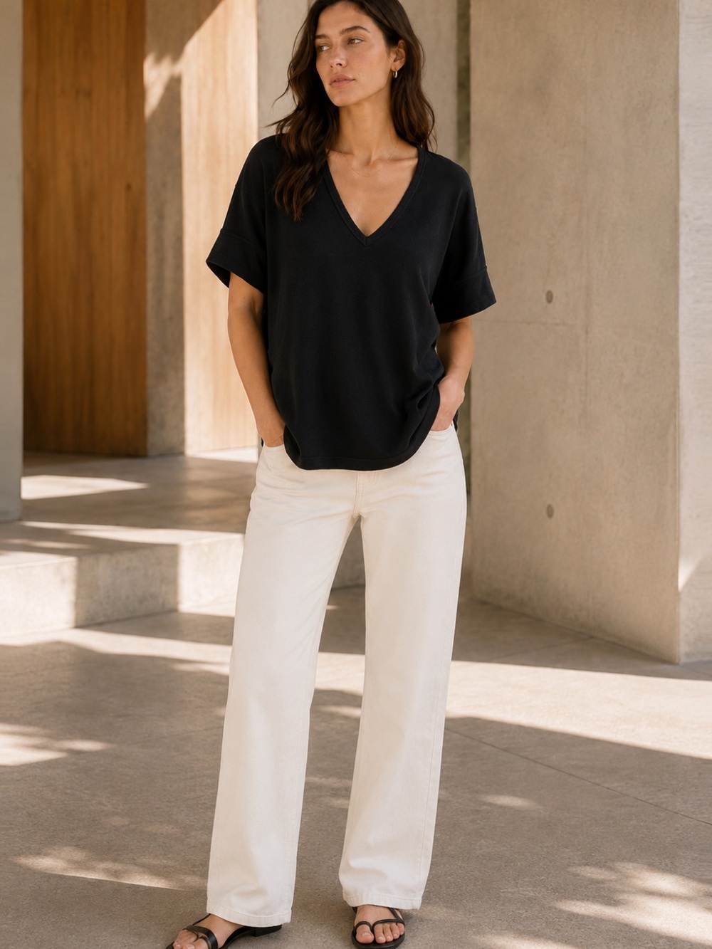 rag & bone Phoenix Vee Jersey V Neck Tee Black M - Picture 3 of 14